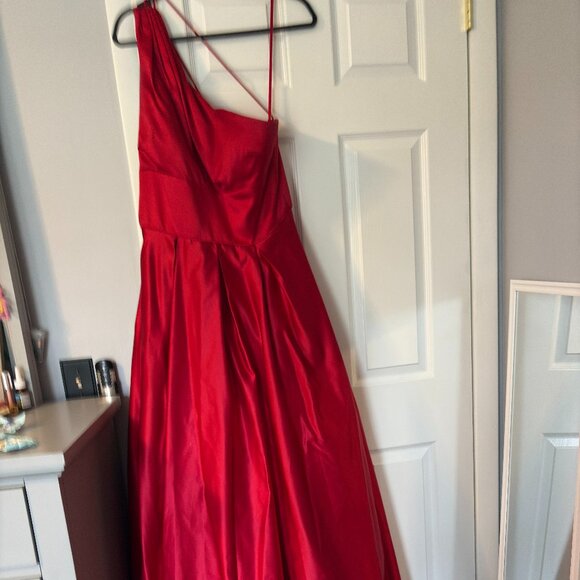Red One-Shoulder Prom Dress - Picture 1 of 3